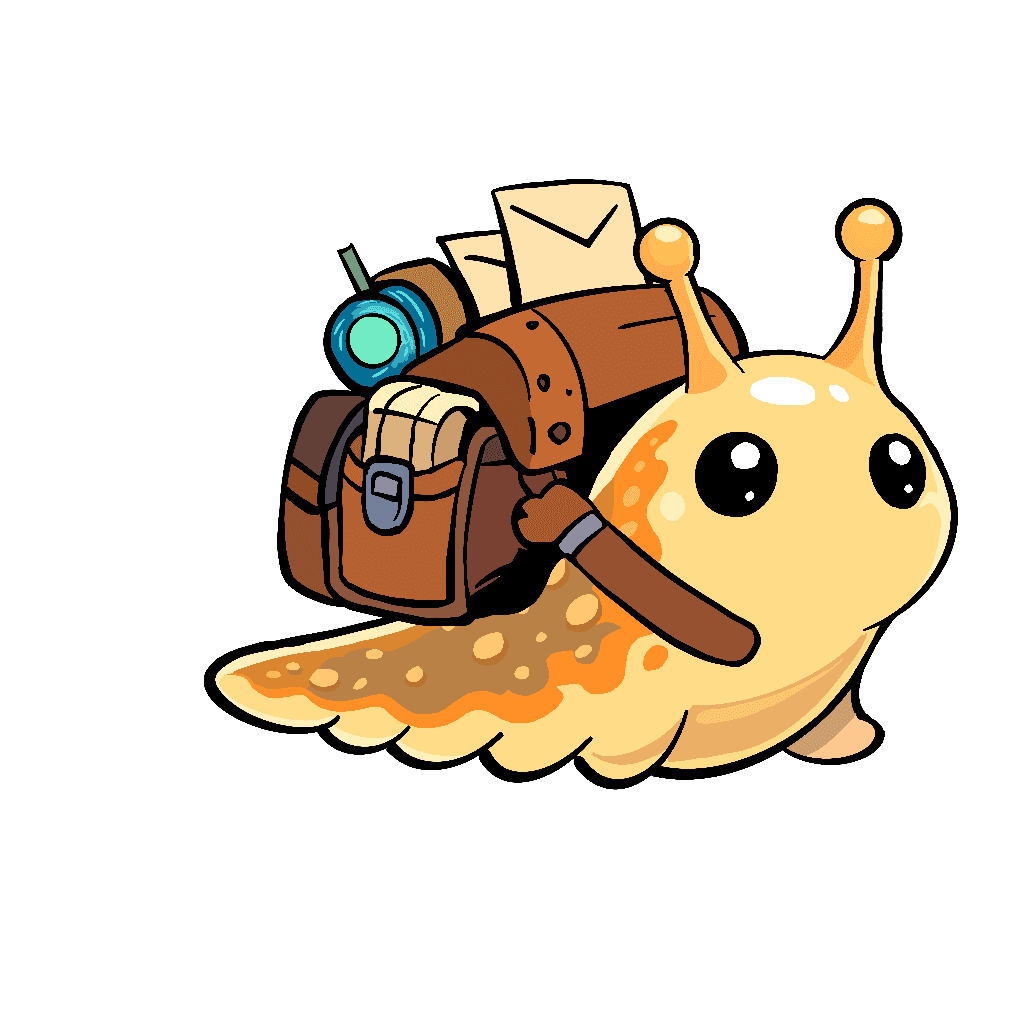 A friendly snail with a backpack